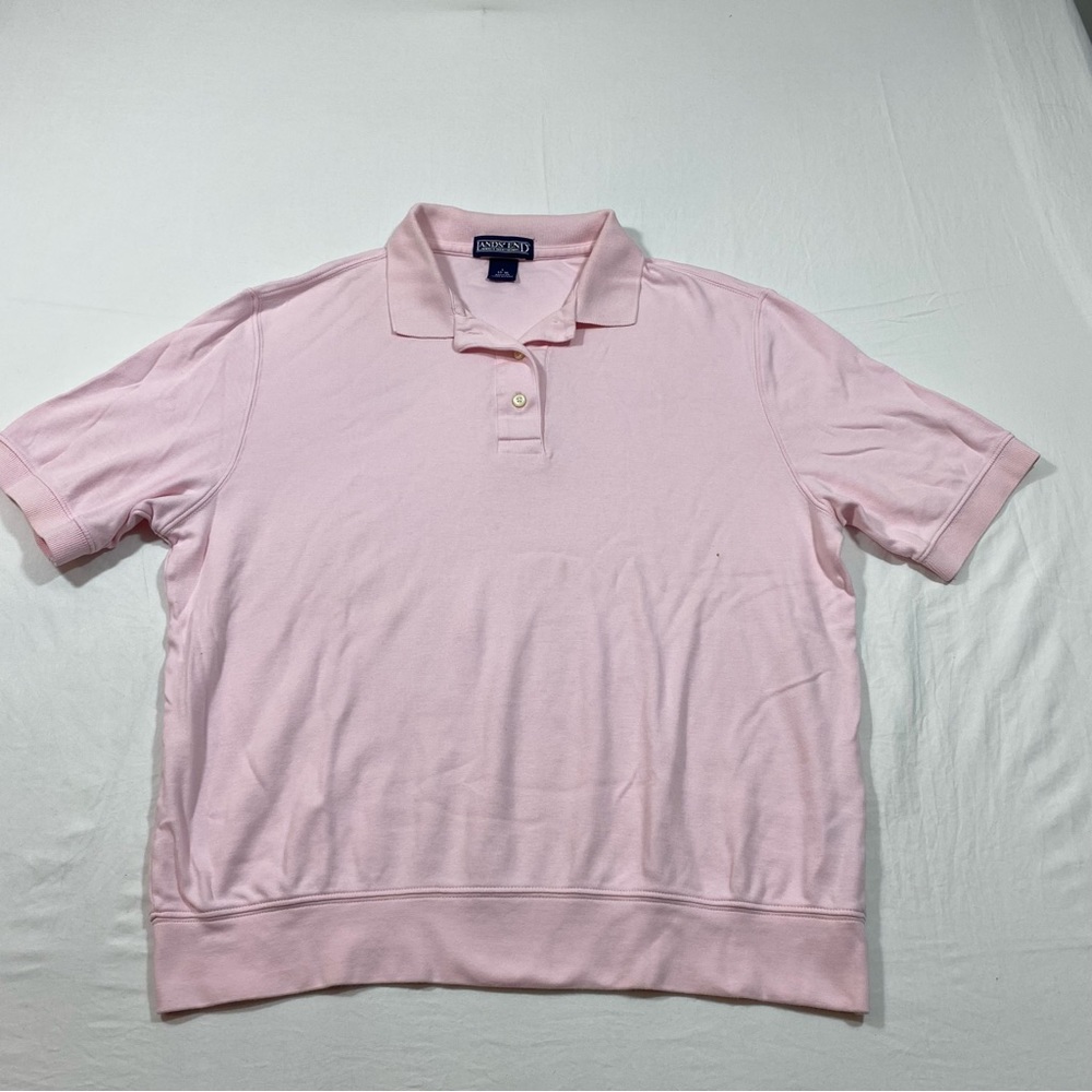 Lands End Cotton Collared Shirt Short-sleeved 1/4  Button Relaxed fit So…
